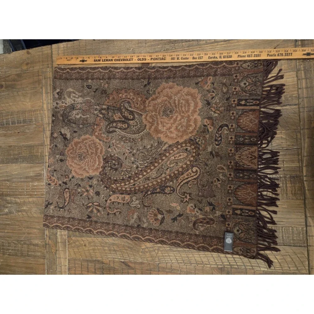 Vince Camuto Brown or Gold Paisley Scarf/Wrap/Shaw 52x64